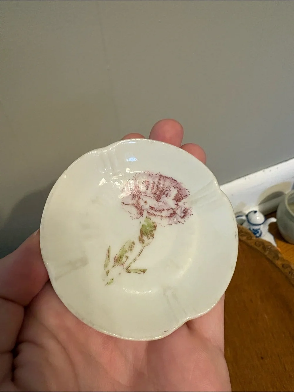 Butter Pat with Pink Carnation
